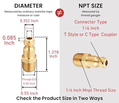 1/4 Inch NPT Coupler and Plug Kit, Automotive Type C | 14 Piece, Solid Brass Quick Connect Air Fittings Set - size: Coupler and Plug Kit 14 Piece