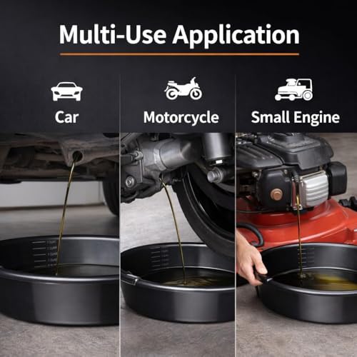 Automotive Drain Pan, 7-Quart, with Built-in Measurement Scale and Pour Spout, for Cars, Trucks, and Garage Use