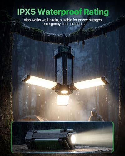 Rechargeable Camping Lantern: Portable LED Emergency Lantern | 2200LM LED lantern with magnetic base, 10400mAh battery and five modes for camping or emergency lighting - color: Green