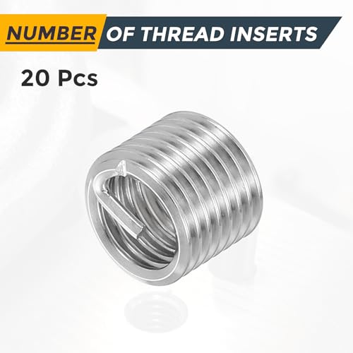 HARFINGTON 20pcs Wire Thread Repair Inserts M8 x 1.25 x 1.5D (12mm) Metric 304H Stainless Steel Helical Coiled Wire Screw Threaded Sleeve Sheath for Automotive Repairs - size: M8 x 1.25 x 1.5D