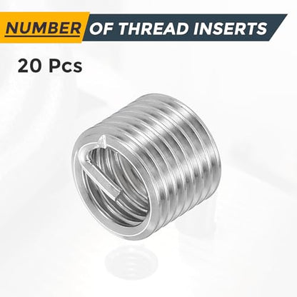 HARFINGTON 20pcs Wire Thread Repair Inserts M8 x 1.25 x 1.5D (12mm) Metric 304H Stainless Steel Helical Coiled Wire Screw Threaded Sleeve Sheath for Automotive Repairs - size: M8 x 1.25 x 1.5D