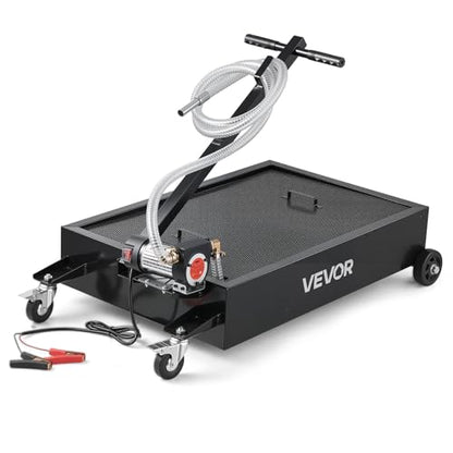 VEVOR Low Profile Oil Drain Pan, 15 Gallon Capacity, Rolling Oil Drain Pan with Electric Pump & 7.2 ft Hose, Leak-Proof & Corrosion-Resistant, Fit for Cars, SUVs, Trucks, Motorcycles, ATVs, Metal - size: 41.34 x 24.61 x 25.98 in