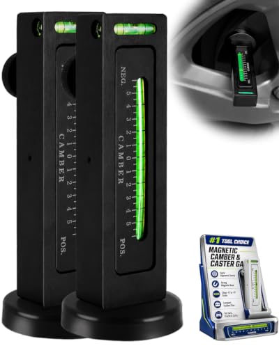 Magnetic Camber and Caster Gauge for Wheel Hub or Brake Disc Alignment | Compact bubble level supports DIY front-end checks after strut replacement tire service or suspension repair(Black(2pcs)) - color: Black(2pcs)