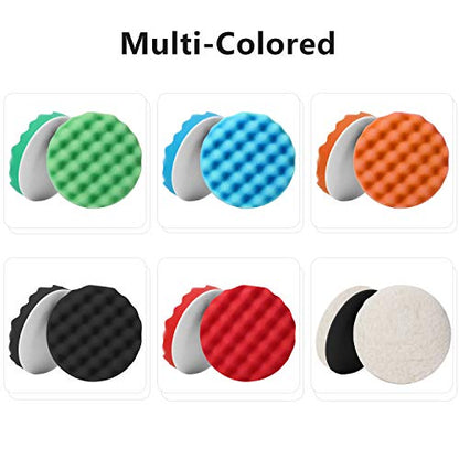 BBTO 12 Pieces Buffing Polishing Pads 6 Inch Compound Buffing Sponge Pads Cutting Polishing Kit for Car Buffer Compounding and Waxing | Sponge Cutting Pads, Car Waxing Compounding, Bulk Pack, Compatible with 6 in Buffer