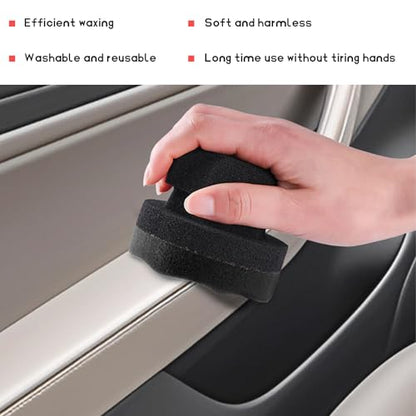 2PCS Tire Shine Applicator Pad, 3.15 Inch Car Detailing Foam Hex-Grip Tire Shine Sponge, Reusable Contoured Dressing Applicator for Automotive Wheel Care, Car Accessories (Black, Large) - size: Large