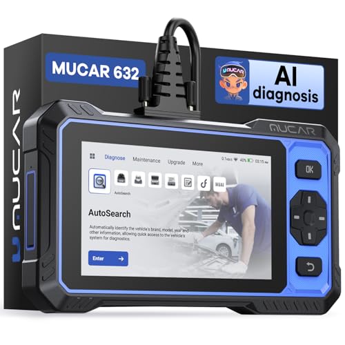 OBD2 Scanner, MUCAR 632 Elite AI-Assisted Bidirectional Scan Tool, 15 Reset Services Oil/TPMS/EPB/BMS/SAS/Brake/Throttle Car Scanner Diagnostic Tool, AutoAuth FCA, CANFD, AutoVIN, Lifetime Free Update