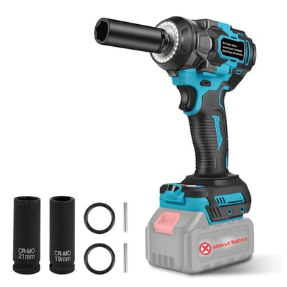 406Ft-lbs (550N.m) 1/2 inch Heavy-Duty Cordless Impact Wrench Compatible with Makita 18V Battery for Automotive Repair, Tire Changes, and Construction Bolts & DIY Decking & Home Mechanics (No Battery)