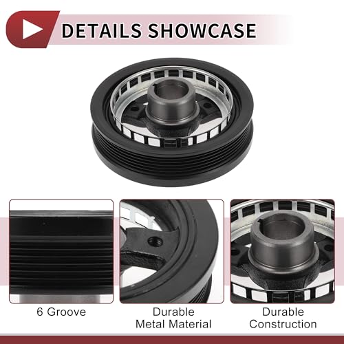 1 Pc Engine Harmonic Balancer Crankshaft Pulley for Pontiac Montana 1999-2005 Harmonic Balancer Pulley Crank Pulley 6 Groove No.24504609 Black Aluminum Alloy