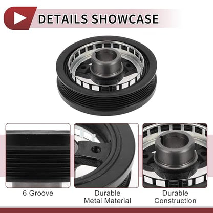 1 Pc Engine Harmonic Balancer Crankshaft Pulley for Pontiac Montana 1999-2005 Harmonic Balancer Pulley Crank Pulley 6 Groove No.24504609 Black Aluminum Alloy