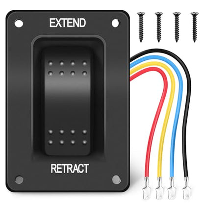 Nilight RV Electric Stabilizer Jack Switch Power Rocker Switches Extend Retract ON Off ON Momentary Waterproof with Harness for Trailer Boat Truck Linear Actuator - color: Momentary EXT RET Switch