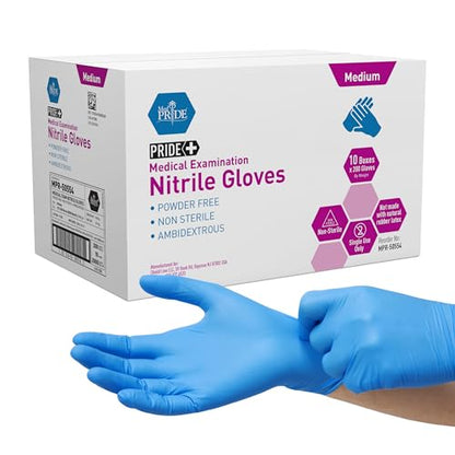 MED PRIDE Blue Nitrile Exam Gloves,Latex & Powder-Free,Medium,2000-Count - size: Medium (Pack of 2000)