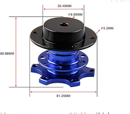 BestTeam Universal Steering Wheel Snap Off Quick Release Hub Adapter Boss Kit With 6-hole Steering Wheel Hub (Blue) - color: Blue