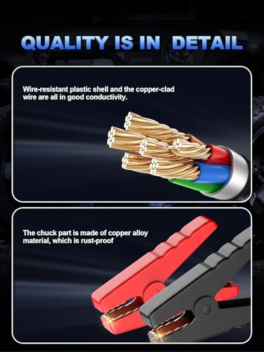 Jumper Cables for Car Battery Cable Wire Heat Resistant Smart Jump Clamp | Rvs & Charge Heavy Duty Vehicles Tools