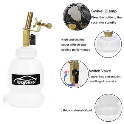 2L Vacuum Brake Bleeder - Vacuum Brake Bleeder Kit with Brake Fluid Extractor and 1L Refilling Bottle with Adapters