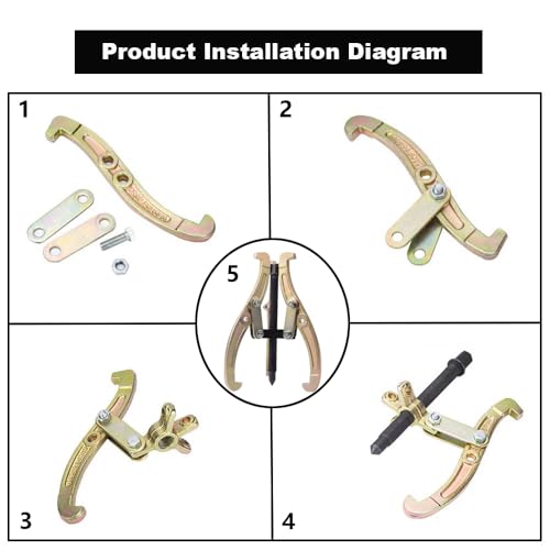 3 Jaw Gear Puller, Jaw Puller with Reversible Jaws for Removal | Heavy Duty Gear Extractor Tool for Automotive Wheel, Pulling Kit 4 Inch - size: 4inch