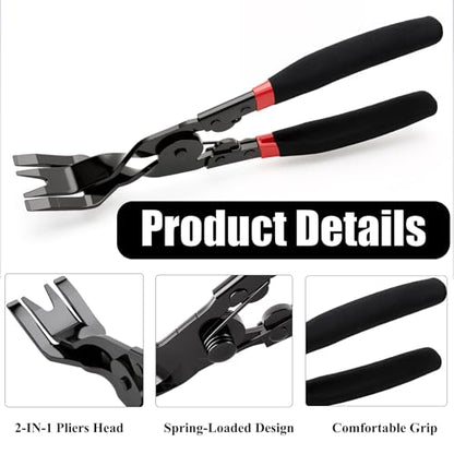 1PCS Car Clip Pliers Tool, Panel Clip Pliers Set Fastener Remover, Auto Retainer Clip Trim Rivet Removal Tool, Auto Door Car Upholstery Trim Clip Removal Tool (Black & Red) - color: Black & Red - 1 Pcs Clip Removal Plier