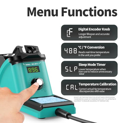 YIHUA 926 III Soldering Iron Station Kit with 12-IN-1 Helping Hands, Solder Dispenser, Lead-Free Solder, 6 Soldering Tips, Desoldering Pump
