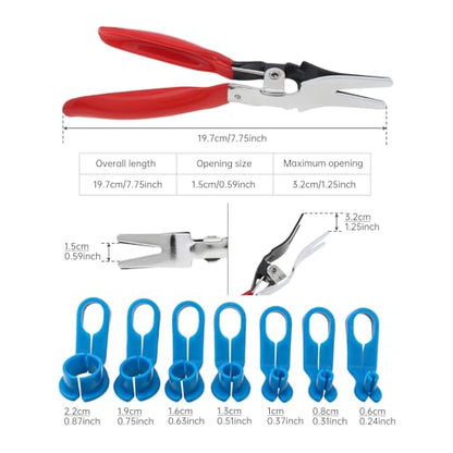 7 Pcs AC Fuel Line Tool Disconnect Set with Car Hose Remover Pliers, Includes 1/4, 5/16, 3/8, 1/2, 5/8, 3/4, 7/8Inch Quick Disconnect Fuel Line Removal Tool