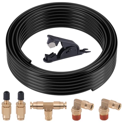 Air Line Kit for Air Spring Bag Suspension with Fittings, 30 FT PA Hose Truck Airbag Line with 1/4 NPT DOT Air Fittings, Replacement Valve for Airbag Suspension in Semi Truck Trailer - size: 7 PCS