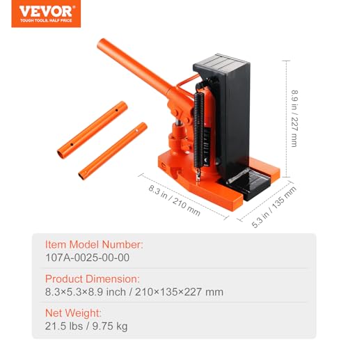 VEVOR Hydraulic Jack, 2.5 Ton Toe Lift, 5 Ton Top Lift, 0.8-5.3 in Toe Height, 8.9-13.4 in Top Height, Air Hydraulic Claw Jack for Machinery, Industry - size: 2.5-5 ton