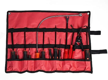 Hook and Pick Set with Case 13 Pcs - Clip Pliers & Fastener Remover, Gasket Scraper Tool, Magnetic Pick Up Tool, for Hose Removal Puller and Auto Upholstery Combo Repair Kit - size: 13set