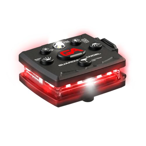 Guardian Angel Micro Safety Light - Red Front & Red Rear | Beacon Device. Rechargeable, magnetic, hands-free wearable & mountable. For Dog Walking, Cycling, Boating, Kayaking & More. - color: Red/Red