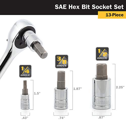 Titan 16123 13-Piece SAE Hex Bit Socket Set - style: SAE Hex