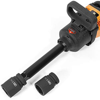 Stark USA 1" inch Heavy Duty Air Impact Wrench Gun Long Shank Pneumatic Truck (38mm & 41mm Socket) Impact Gun Heavy Duty Repairs and Maintenance with Carrying Case - color: Black/Orange