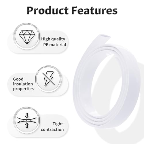1M Heat Shrink Tubing, 9mm OD, 2:1 Ratio, White | Polyolefin Shrinkable Tube, Waterproof Electrical Insulation Tubing, for Wire Cable and Electronic Component Protection - size: 1M Φ9 White