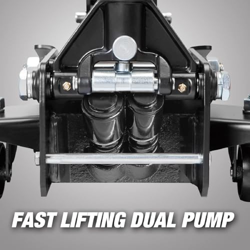 Road DAWG Hydraulic Low and High Profile Professional Grade Foldable Garage Service/Floor Jack with Quick Lift Pump, 3 Ton (6,600 lb) Capacity, Black