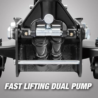 Road DAWG Hydraulic Low and High Profile Professional Grade Foldable Garage Service/Floor Jack with Quick Lift Pump, 3 Ton (6,600 lb) Capacity, Black