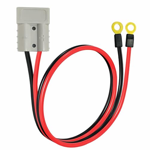 Anderson Connect Plug Cable with Copper Ring, 50A Battery Quick Connector Jumper Cable with 10AWG 50cm Cable Towing Winch Quick Connect Cable,for Straddling Auto,Forklift trucks.(1 50A Anderson) - size: Anderson connector with copper ring