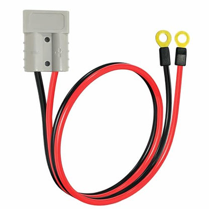 Anderson Connect Plug Cable with Copper Ring, 50A Battery Quick Connector Jumper Cable with 10AWG 50cm Cable Towing Winch Quick Connect Cable,for Straddling Auto,Forklift trucks.(1 50A Anderson) - size: Anderson connector with copper ring
