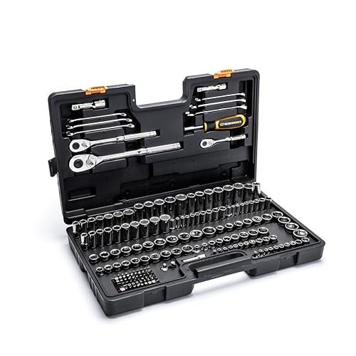 GEARWRENCH 185 Piece 1/4”, 3/8” & 1/2" Drive 72-Tooth SAE/Metric Mechanics Hand Tool Set