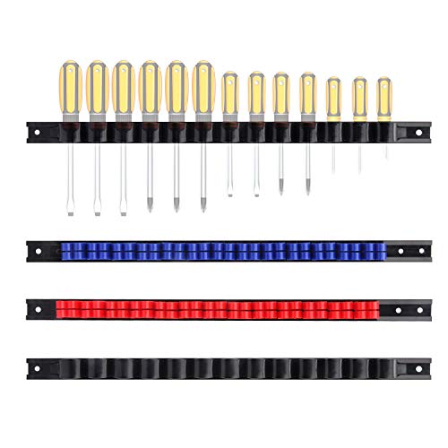 CASOMAN 4 pcs Screwdriver Organizer and Wrench Organizer, Hand Tool Holder, Plastic Rail Wrench Hanger with Clips - size: 4pcs