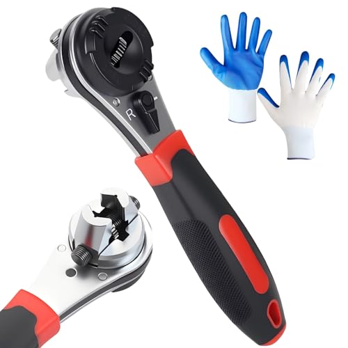 Adjustable Ratchet Wrench 6-24mm Jaw, Upgraded Universal Socket Wrench Tool | 360° Rotating Head, SAE and Metric, Reversible Switch, Cr-V Steel, Ratcheting Kit, Self-Adjusting Set for Nut/Bolt/Screw/Pipe