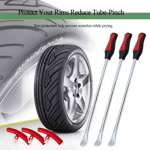 6PCS 14.5" Motorcycle Tire Spoons Tool Set, Steel Tyre Iron Lever Repair Kit with 3 Rim Protector, Dirt Bike Tire Changing Repair Tool, Universal for Motorbike Dirt Bike - size: 6PCS