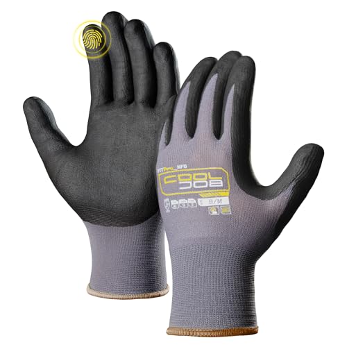 COOLJOB 6/12/36 Pairs Safety Work Gloves Microfoam Nitrile Rubber Coated, Seamless Knit Nylon with Full Fingers Touchscreen, Grip Nitrile Dipped, Ideal for Warehouse, Home Improvement, Grey Medium - size: Medium, style: 6 Pairs