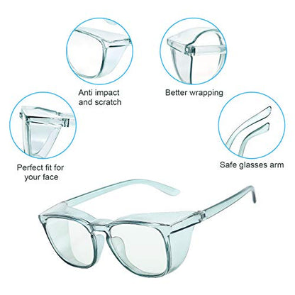 Stylish Safety Glasses Goggles for Women Girls Anti-fog Glasses Protective Eyewear Clear Glasses - color: 2 Pack: Blue +Tortoise