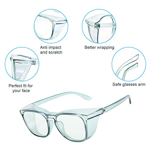 Stylish Safety Glasses Goggles for Women Girls Anti-fog Glasses Protective Eyewear Clear Glasses - color: 3 Pack: Blue+tortoise+black