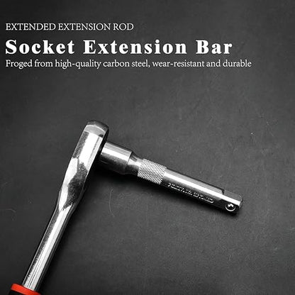12PCS Ratchet Socket Wrench Set, 3/8-Inch Drive Mini Socket Kit (8-19mm),Quick-Release Reversible Ratchet & Extension Bar for Automotive, DIY, and Home Repair - color: Red, size: Small