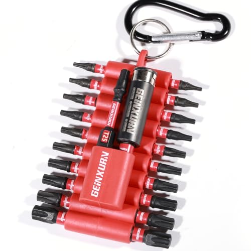Geinxurn Impact Torx Screwdriver Bits Set,22 Pcs 1"/2" Magnetic (T7-T40) S2 Steel Multi Star Insert Power Bit and Bit Holder with Storage Organizer - color: Torx, size: 1''/2''-22PCS