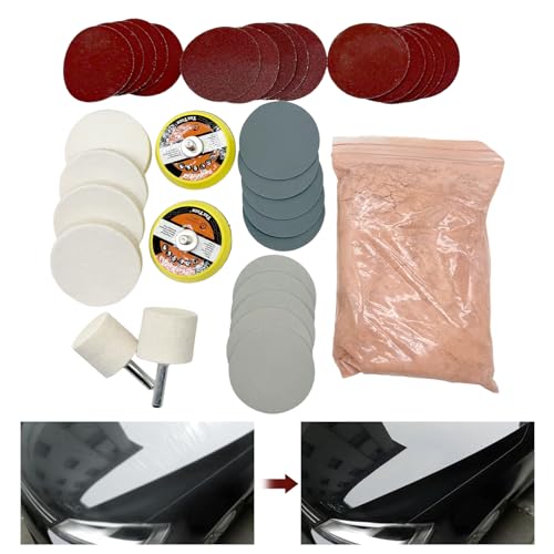 34Pcs/Set Glass Polishing Kit, Deep Scratch Remover, Multifunctional Cerium Oxide Polishing Powder, Glass Repair Kit for Windscreen, Windows, Tables, and Aquariums