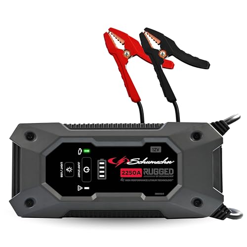 Schumacher Electric 2250A Rugged Lithium Car Battery Jump Starter and Portable Power Pack/Jump Box, 3-in-1 Solution, 2.4A USB Charging, for 12V Power Sport, Automotive, and Marine Batteries, SL1654 - style: 2250 Amp