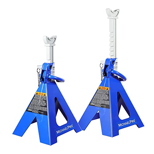 MichaelPro MP017002 6 Ton Double Pin Jack Stands | Premium Forged Steel Ratchet Bar Provides Greater Safety | 1 Pair