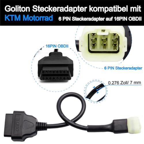 OBD2 OBDII 6 Pin 16 Pin Diagnostic Adapter Cable Compatible with KTM Moto - color: per KTM 6 Pin