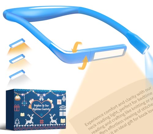 Reading Light Back to School Supplies: Neck Book Light for Night Reading in Bed, Rechargeable Neck Light Reading Accessories,Teenage Boy Gifts for Women Stocking Stuffers for Men Book Lovers Gifts - color: Light Blue