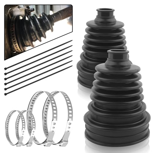 2PCS CV Boot with 4 Stainless Steel Clamps & 6 Cable Ties,Waterproof & Dustproof CV Axle Boot Repair Kit for Protect Axle,Universal CV Joint Boot Fits for Most Cars (2PCS) - color: 2PCS