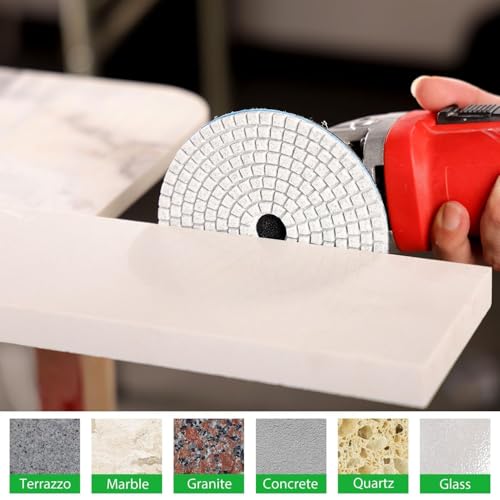 4 Inch Diamond Polishing Pads with 5/8’’-11 Backer Pad, 12PCS Wet/Dry Granite Stone Polish Pad Kit for Drill, Grinder, Polisher, 50-6000 Grit Polishing Pad for Concrete Marble Rock Countertop Quartz - size: 4 Inch 50-6000 Grit