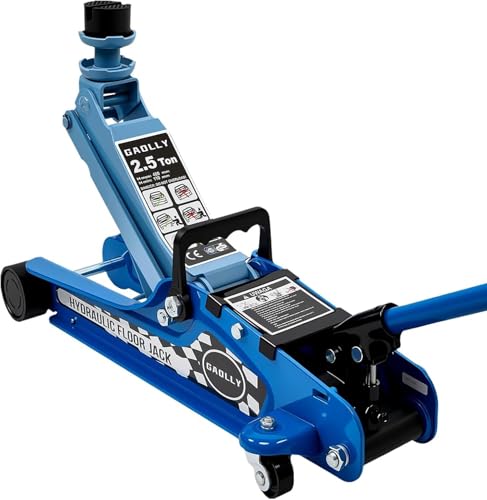 2.5 Ton Floor Jack Low Profile, Heavy-Duty Steel Racing with Single Piston Lift Pump, Lifting Range 3.35"-14.96" （Blue）